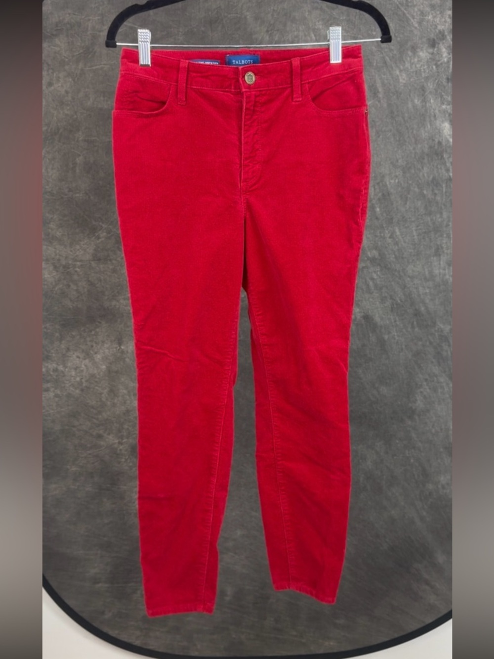 Talbots Red Corduroy Pants Size 6P | High Rise Straight Leg Petite Classic - Picture 3 of 7